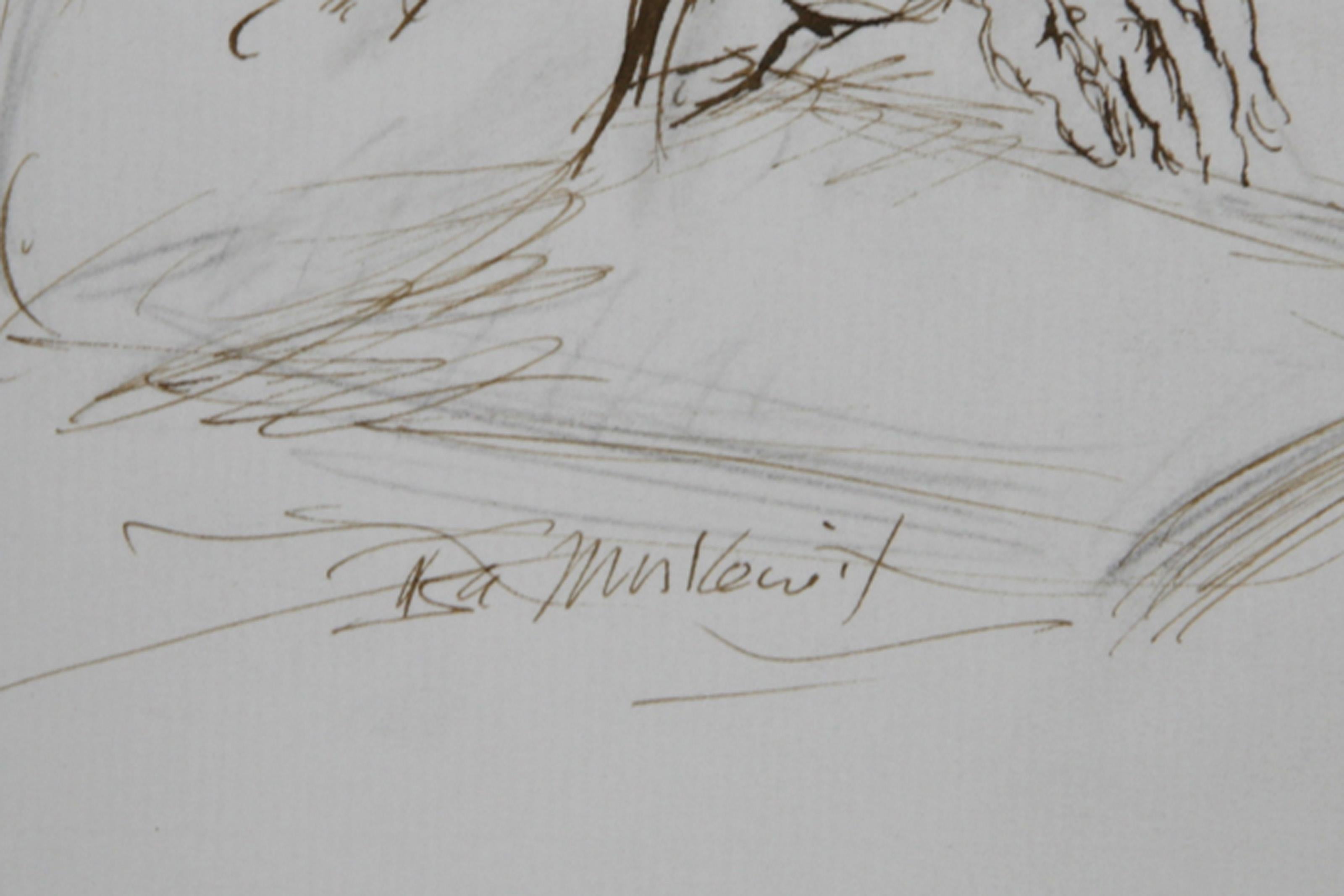 Rabbi with Book - III, Modern Ink on Paper by Ira Moskowitz For Sale 1