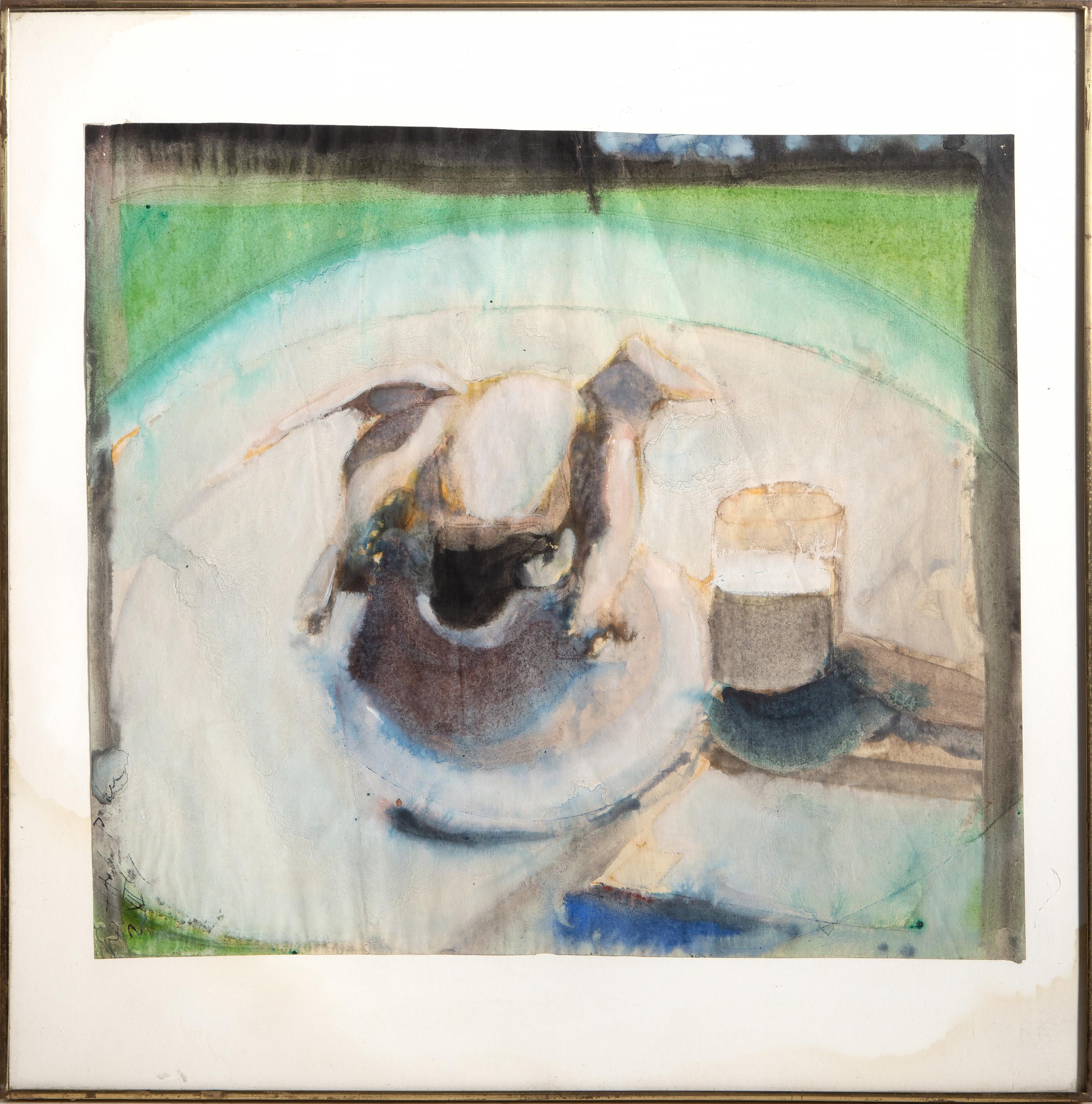  Robert Andrew Parker, Amerikaner (1927 - 2024) -  Mechanischer Stier, Medium: Aquarell auf Papier, links unten signiert, Größe: 16 x 17.75 in. (40.64 x 45.09 cm), Rahmengröße: 21.25 x 21.25 inches 