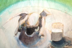 Mechanical Bull, Minimalist Watercolor on Paper by Robert Andrew Parker