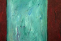 Red Square, Green Square, Minimalist Gouache on Paper by Peter Pinchbeck