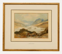 Antique Attrib. Samuel Jackson (1794-1869) - Framed Watercolour, Mountainous Lake Scene