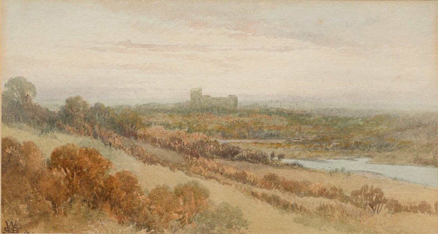 Aquarelle Sophy S. Warren, encadrée, fin du 19e siècle, vue du château de Windsor 1