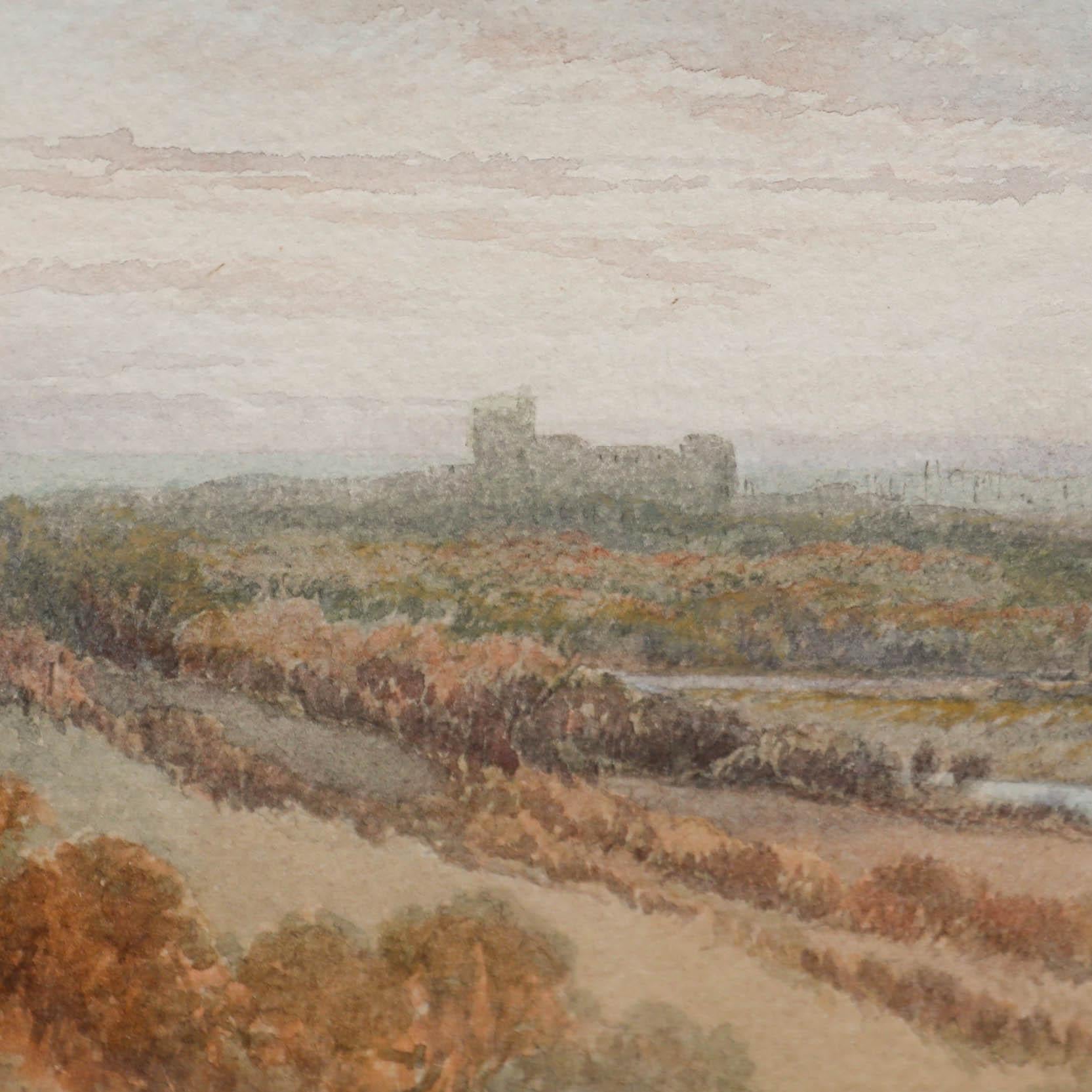 Aquarelle Sophy S. Warren, encadrée, fin du 19e siècle, vue du château de Windsor 3
