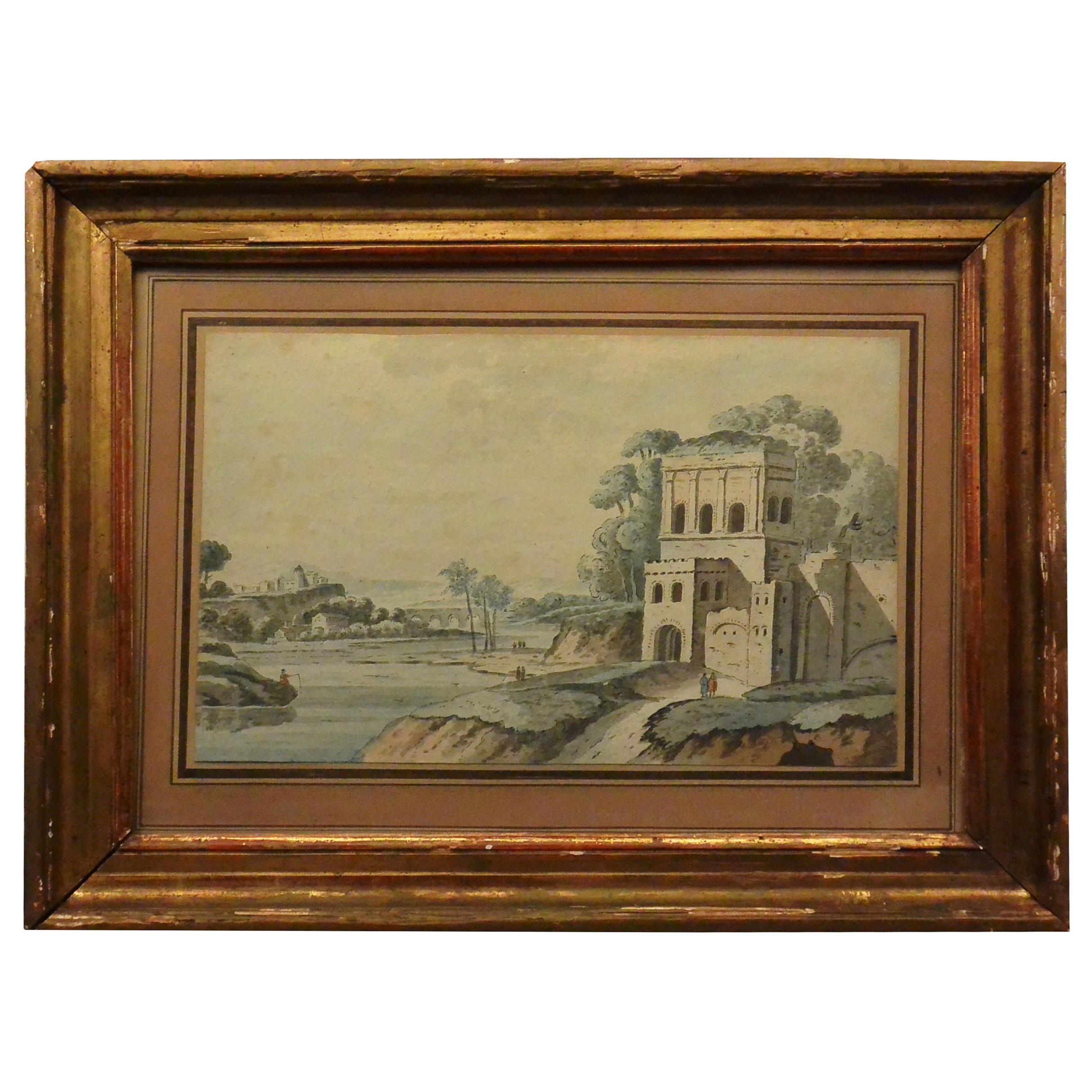 Unknown Landscape Art - Italian Pen and Ink Landscape