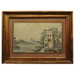 Italienische Landschaft mit Feder und Tinte