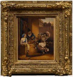 Miniature 19th Century Watercolour - The Street Performer