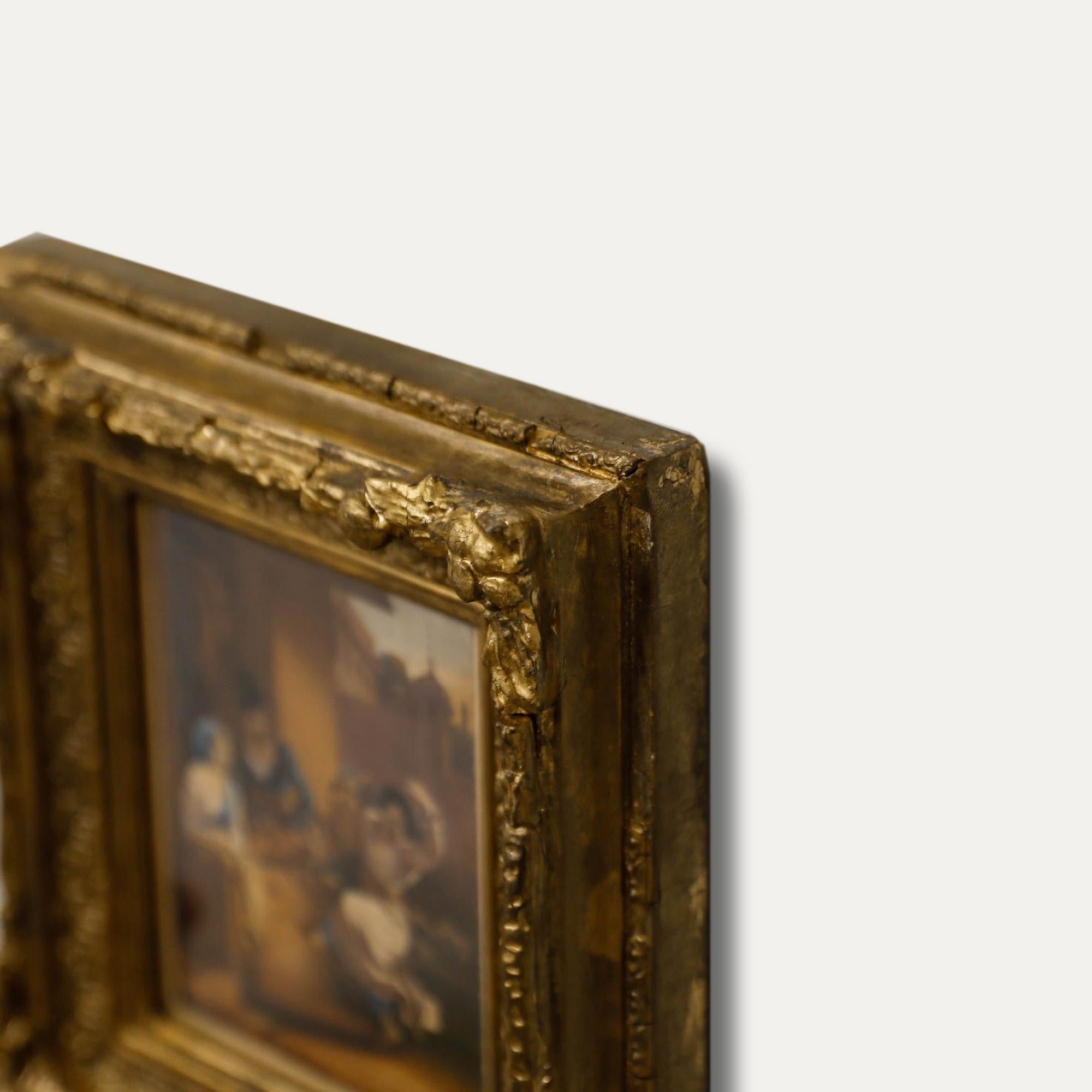 Acquerello in miniatura del XIX secolo - L'artista di strada in vendita 1