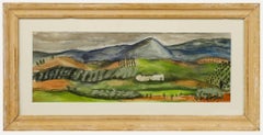 Framed Mid 20th Century Watercolour - Rolling Hills