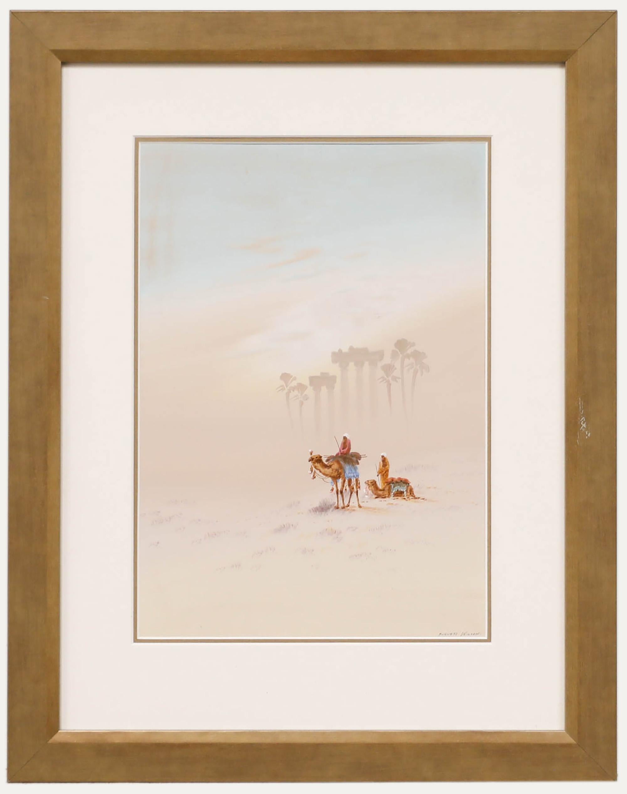 Wilson Furness  - 20th Century Watercolour, Camels and Ruins