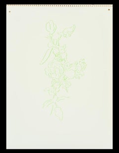 Sweet Pea y rosas, verde, dibujo de Jeffry Mitchell, 2010