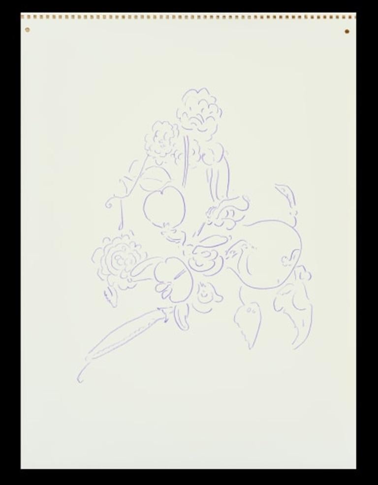 Roses and Sweet Pea, Violet, Drawing by Jeffry Mitchell, 2010
