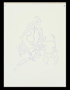 Rosas y Sweet Pea, Violeta, Dibujo de Jeffry Mitchell, 2010