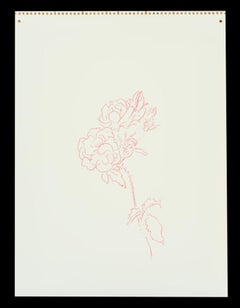 Rosas y Glorias de la Mañana, Rojo, Dibujo lineal de Jeffry Mitchell, 2010