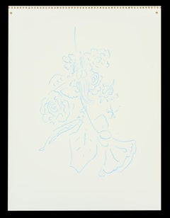 Rosas y Glorias de la Mañana, Azul, Dibujo de Jeffry Mitchell, 2010