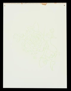 Rosas y Glorias de la Mañana, Verde, Dibujo lineal de Jeffry Mitchell, 2010
