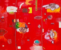 Parallax nº 4 (grande y rojo), Pintura de Max Presneill, 2022
