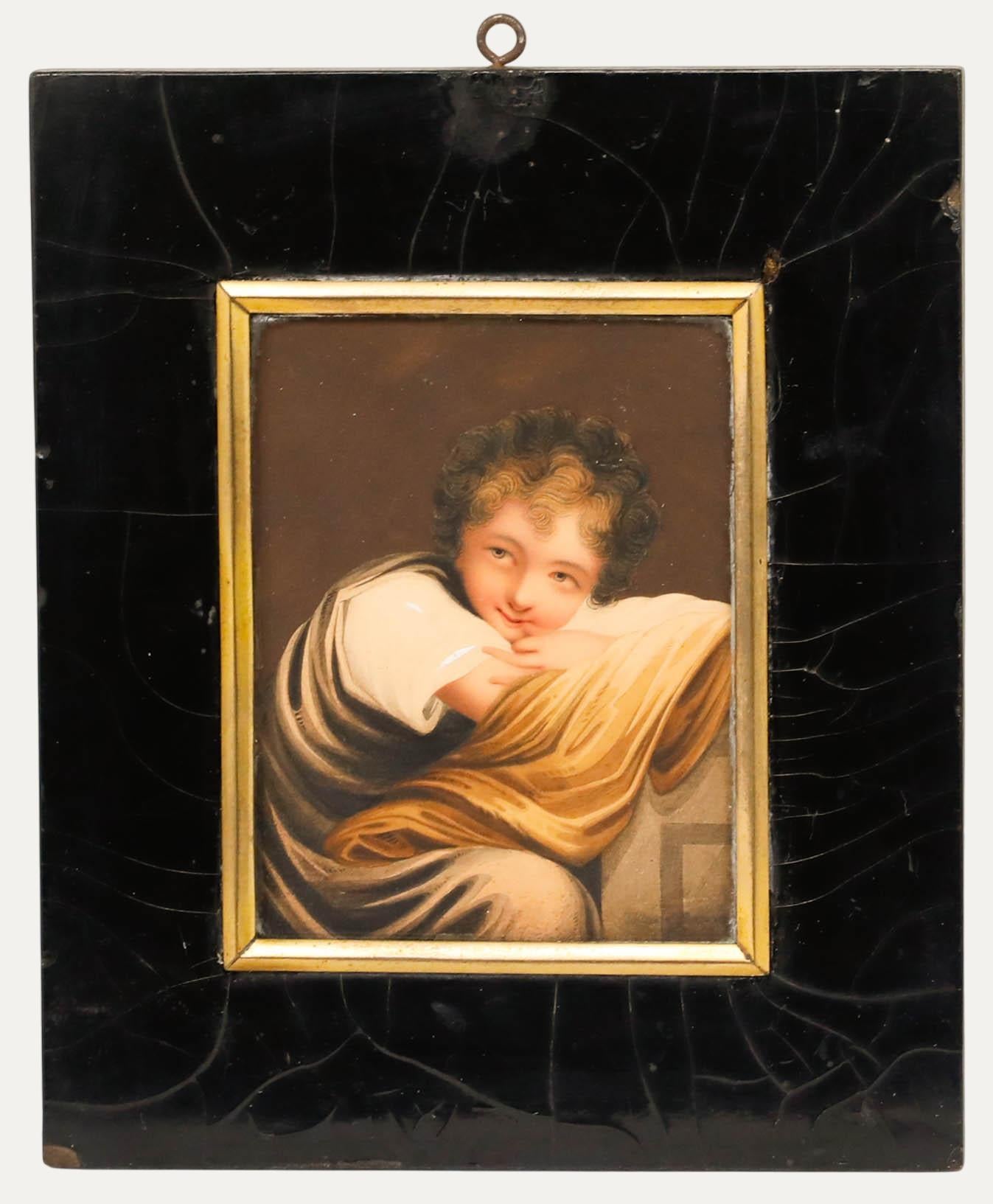 H. Harding - Miniature 1821 Aquarelle, The Sly Girl