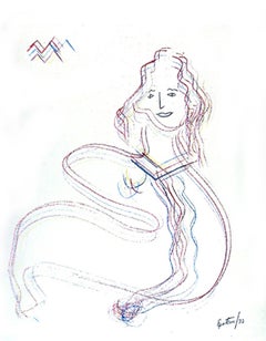 Retrato de mujer, dibujo contemporáneo a lápiz de Max Epstein