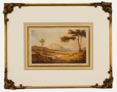 Seguidor de John Varley (1778-1842) - Acuarela enmarcada, Ermitaño en un paisaje