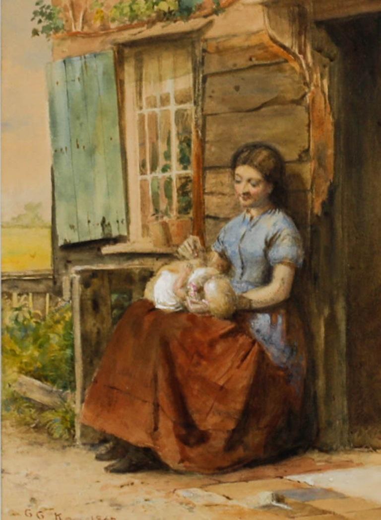 George Goodwin Kilburne (1839-1924) - 1867 Aquarell, Mutter und Baby im Angebot 4