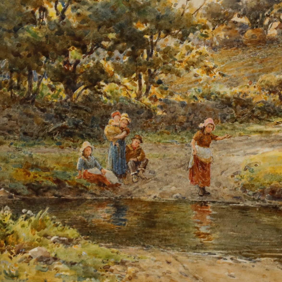 Joseph Harold Swanwick (1866-1929) – gerahmtes Aquarell, Das Ende des Tages im Angebot 1