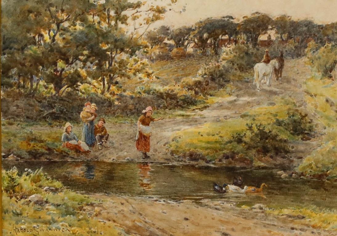 Joseph Harold Swanwick (1866-1929) – gerahmtes Aquarell, Das Ende des Tages – Art von Unknown