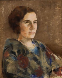 Helmut Bernhardt (1905-1944) - Pastel, Portrait of a Lady in a Floral Shawl
