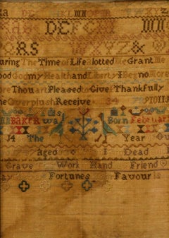 Ann Baker - Framed 1747, George II Needlework Sampler