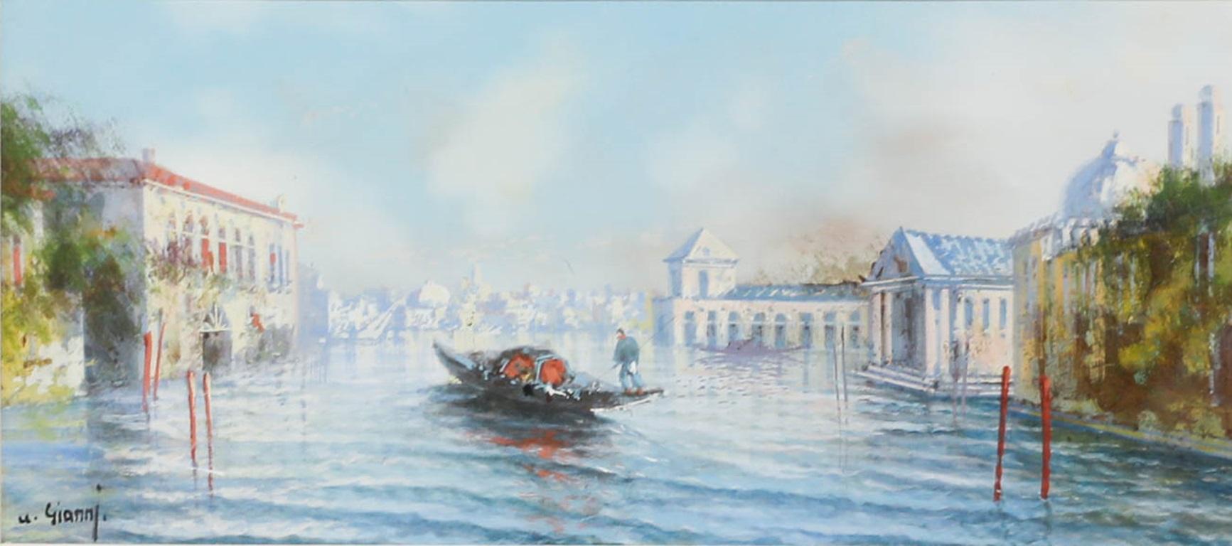 Maria Gianni (1873-1956) - Gouache enmarcado, Góndola en el Lido - Art de Unknown