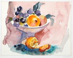 Natura morta con frutta, acquerello impressionista di Eve Nethercott