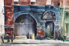 Garaje de la calle Water, acuarela impresionista de Eve Nethercott