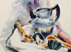 Natura morta con brocca, acquerello impressionista di Eve Nethercott