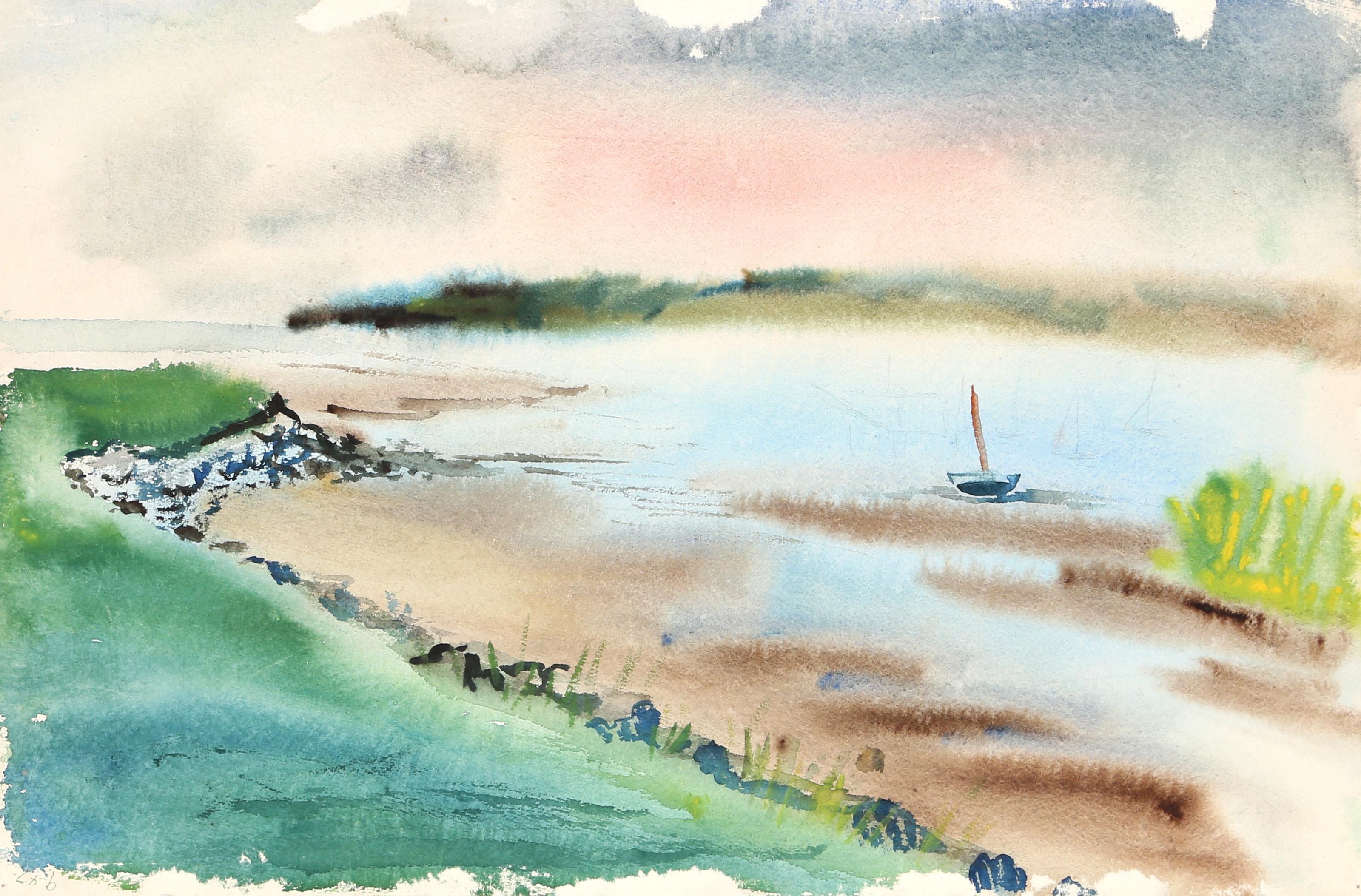  Eve Nethercott, estadounidense (1925 - 2015) -  Seaside (P5.6), Año:  1947, Medio:  Acuarela sobre papel, Tamaño:  13  x 20 in. (33.02  x 50,8 cm), Descripción:  La versatilidad de Eve Nethercott queda ejemplificada en esta acuarela de doble cara,