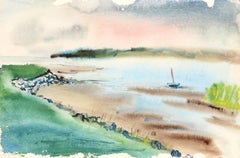 Impressionistisches Aquarell am Meer, Eve Nethercott