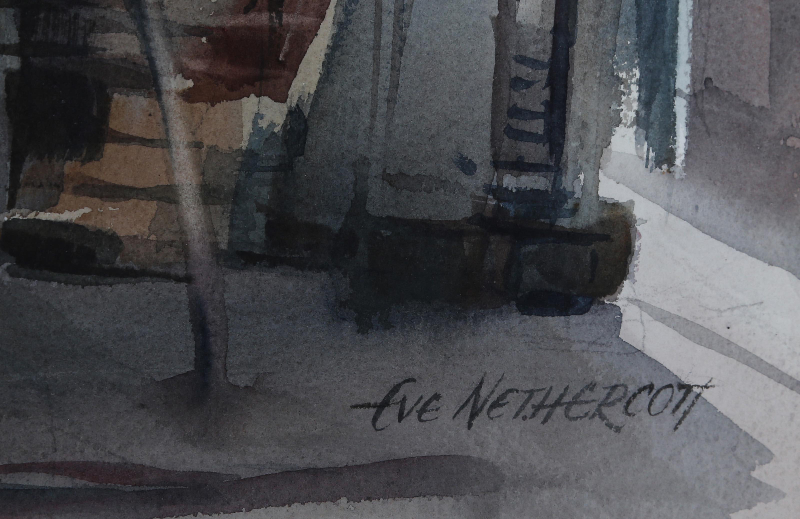 Chinatown, impressionistisches Aquarell von Eve Nethercott im Angebot 1