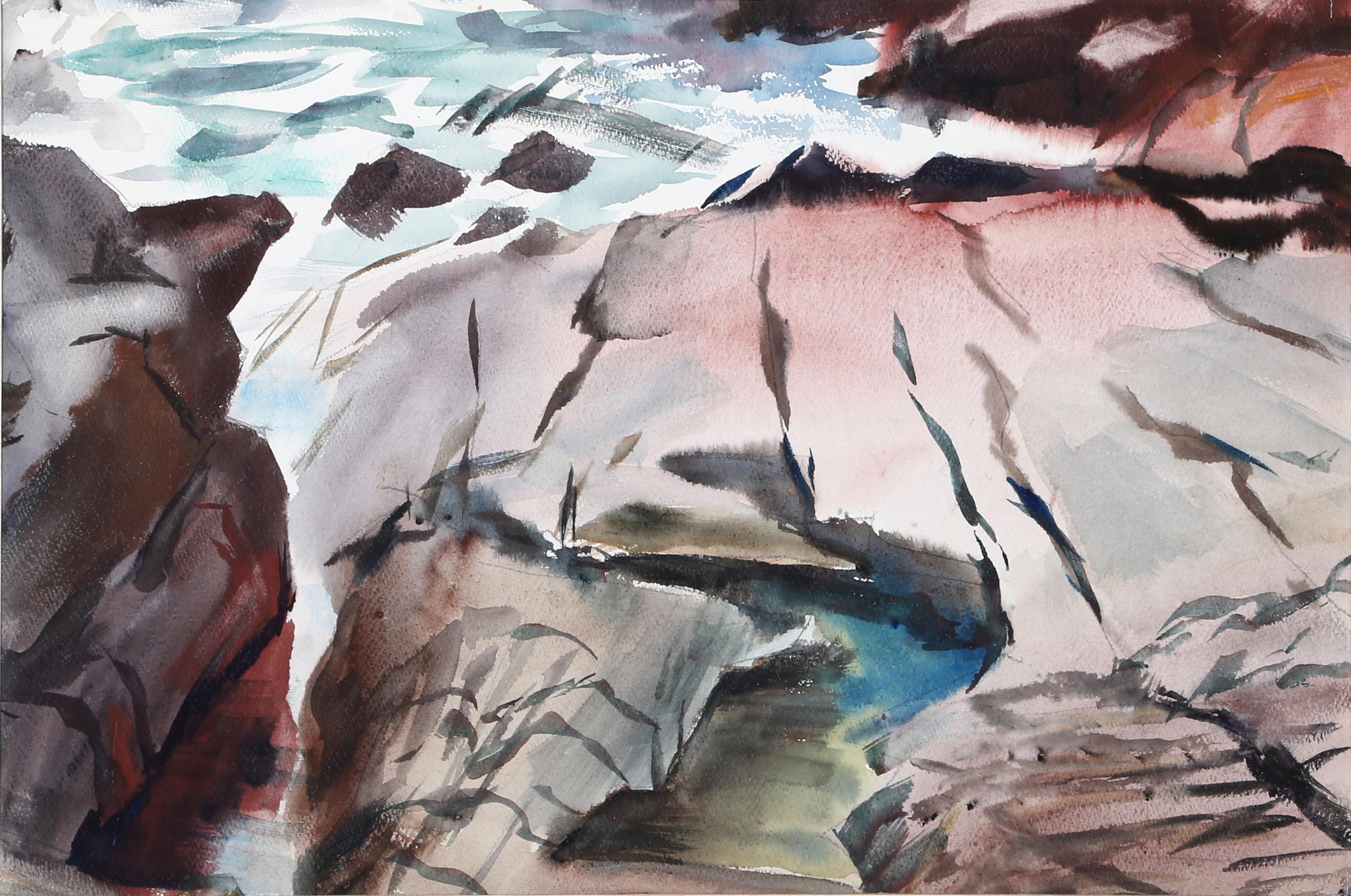 Surf Bald Head Cliff, Impressionist Watercolor by Eve Nethercott