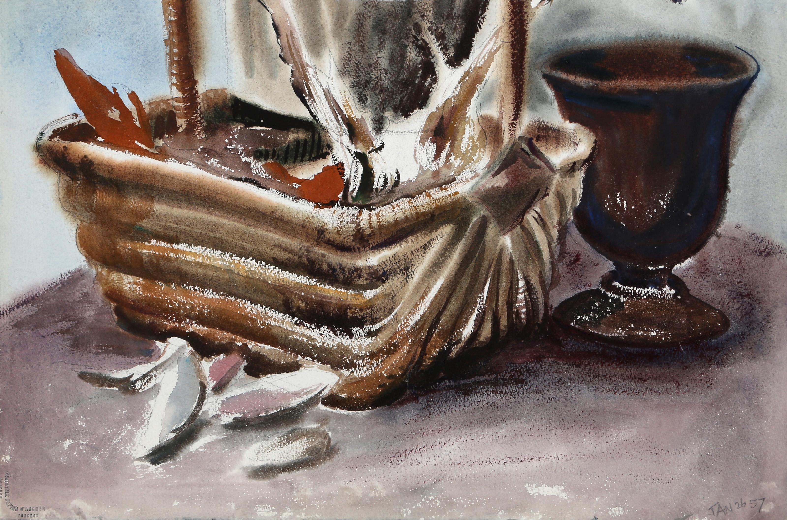Wo Fat Co., Impressionistisches Aquarell von Eve Nethercott im Angebot 1