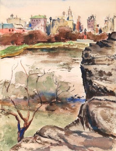 Bronx Park, impressionistisches Aquarell von Eve Nethercott