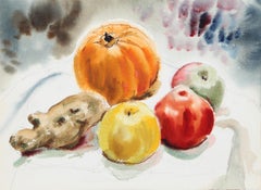 Natura morta di frutta, acquerello impressionista di Eve Nethercott