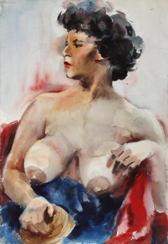 Nudo seduto, acquerello impressionista di Eve Nethercott