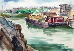 Barile Boathouse, aquarelle impressionniste d'Eve Nethercott