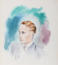 Portrait d'un homme, aquarelle impressionniste d'Eve Nethercott