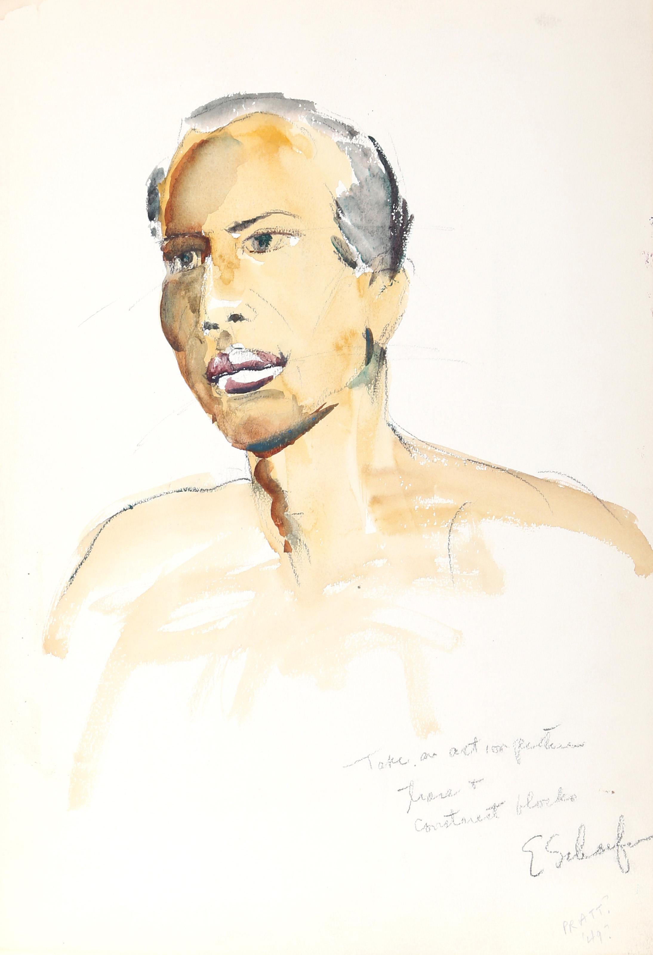 Portrait of a Man, Impressionist Watercolor by Eve Nethercott