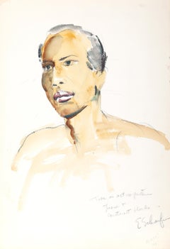 Portrait d'un homme, aquarelle impressionniste d'Eve Nethercott