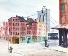 Brooklyn Bridge, impressionistisches Aquarell von Eve Nethercott