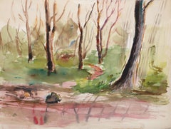 Alley Pond Park, impressionistisches Aquarell von Eve Nethercott