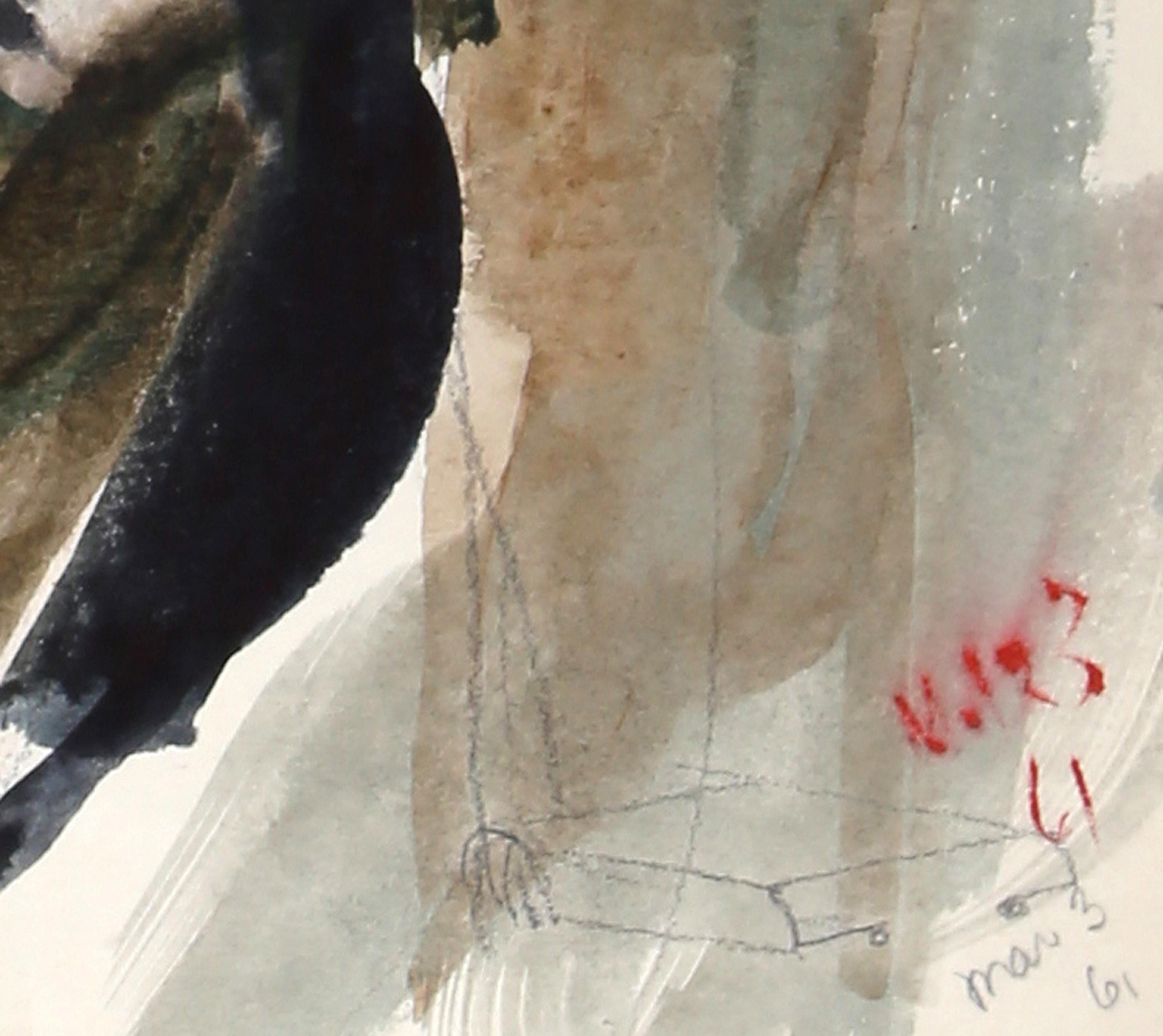 Sitzende Frau, impressionistisches Aquarell von Eve Nethercott im Angebot 1