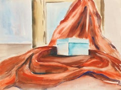 Nature morte avec drapé et boîte, aquarelle impressionniste d'Eve Nethercott