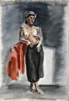 Nu debout, aquarelle impressionniste d'Eve Nethercott