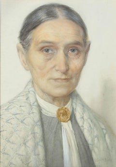 Edward Ridley (1883-1946) - 1918 Watercolour, Woman with Brooch and Shawl